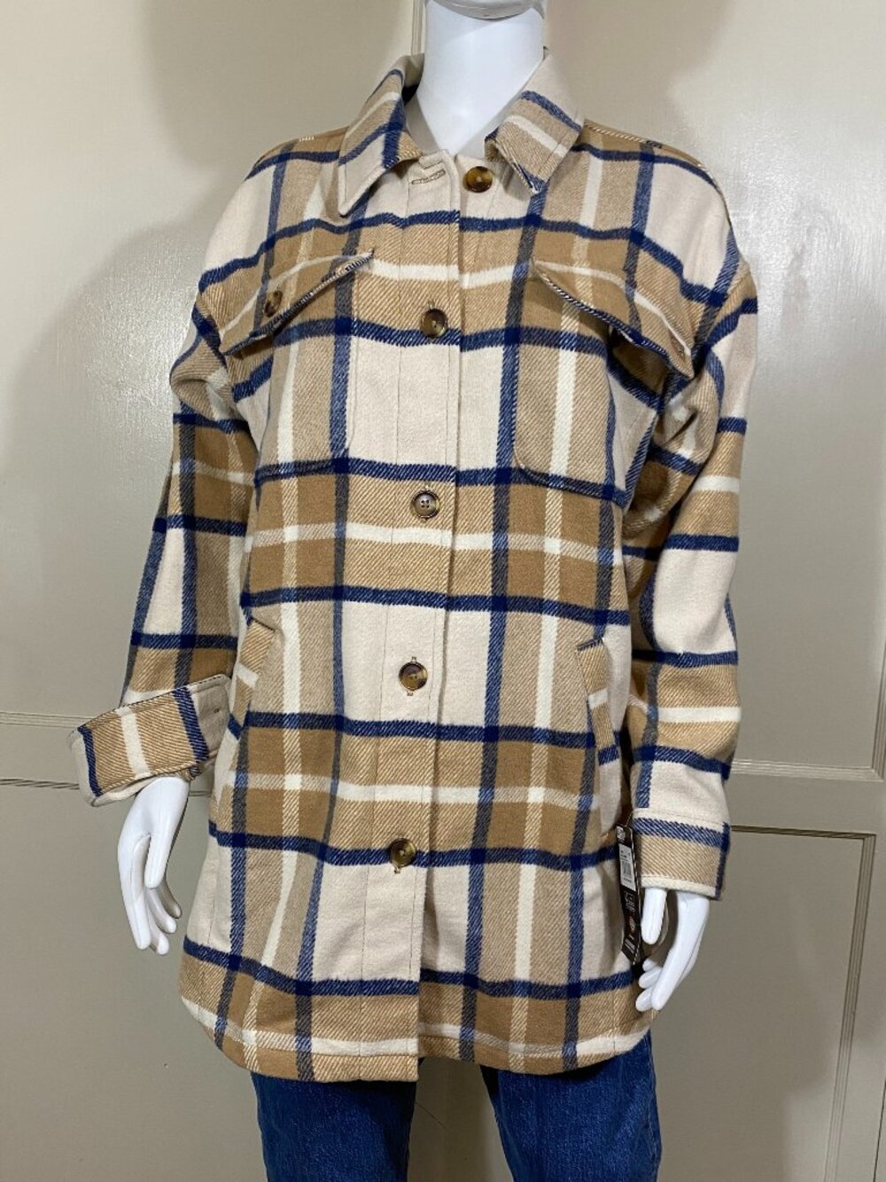 DICKIES Women's Flannel Shacket Jacket Plaid Button Up Warm Workwear Medium NWT